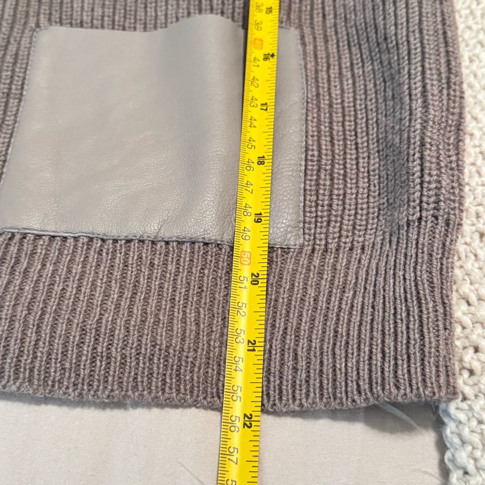 Saint + Sofia Knit Sweater Alpaca Baby Recycled Wool M Faux Leather Greige - Picture 7 of 8